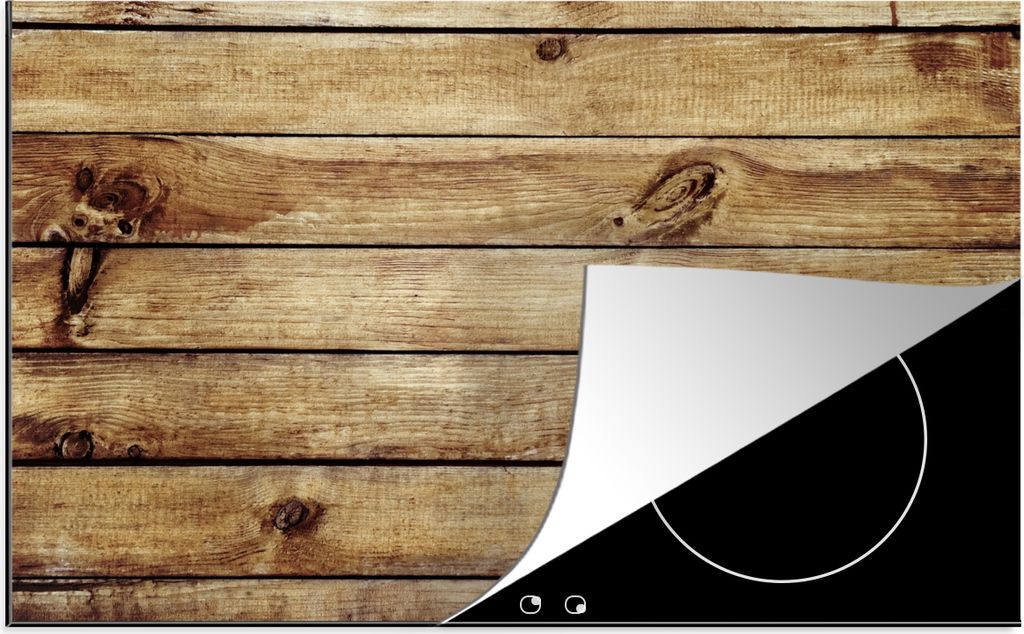 KitchenYeah Herdabdeckplatte Holz - Bohlen - Struktur , 85x52cm, Küche Deko, Glaskeramikfeld Herdabdeckung, Abdeckplatte fùr Kochfeld