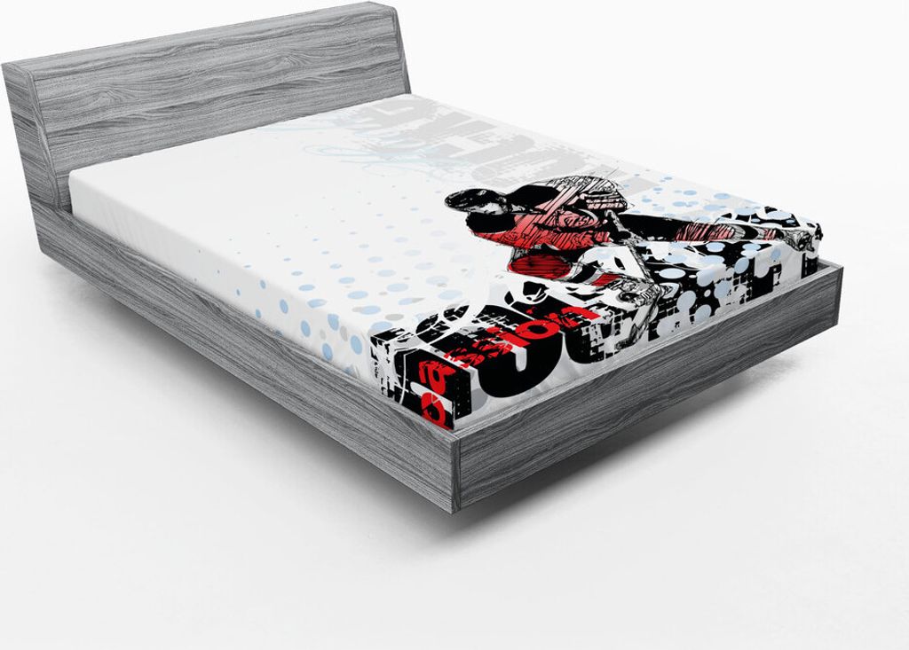 ABAKUHAUS Eishockey Spannbetttuch, Grafik eines Goalie mit einem Stock, der Sport leidenschaftliches Berufsspiel-Thema spielt, 140 x 200 cm, Mehrfa...