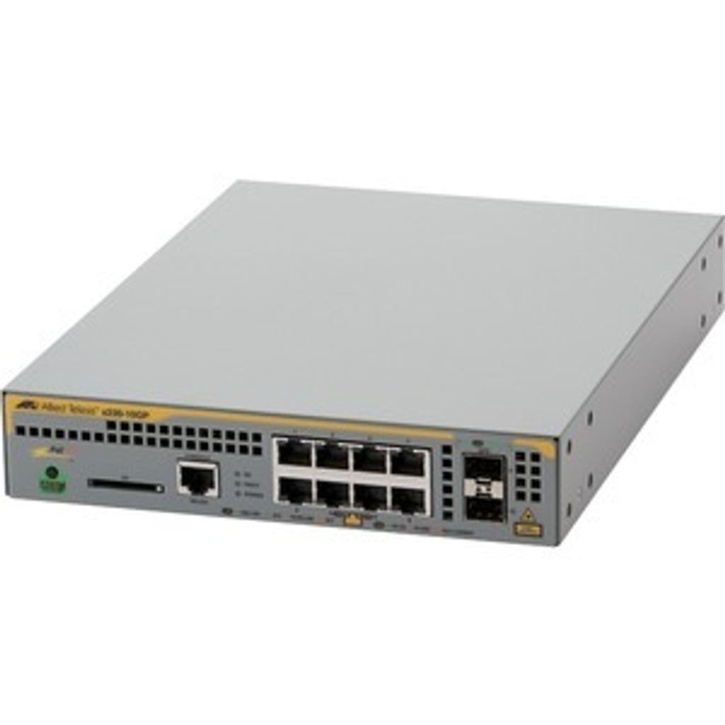 Allied Telesis AT x230-10GP - Switch - L2+ - managed - 8 x 10/100/1000 (PoE+) + 2 x SFP - Desktop, an Rack montierbar, wandmontierbar - PoE+ (120 W)