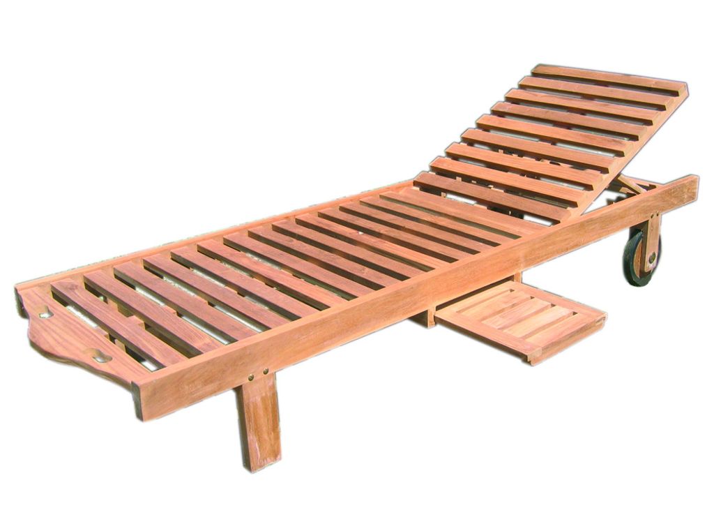 Premium Teak Sonnenliege mit Rollen neigbar Gartenliege Produktbild 
