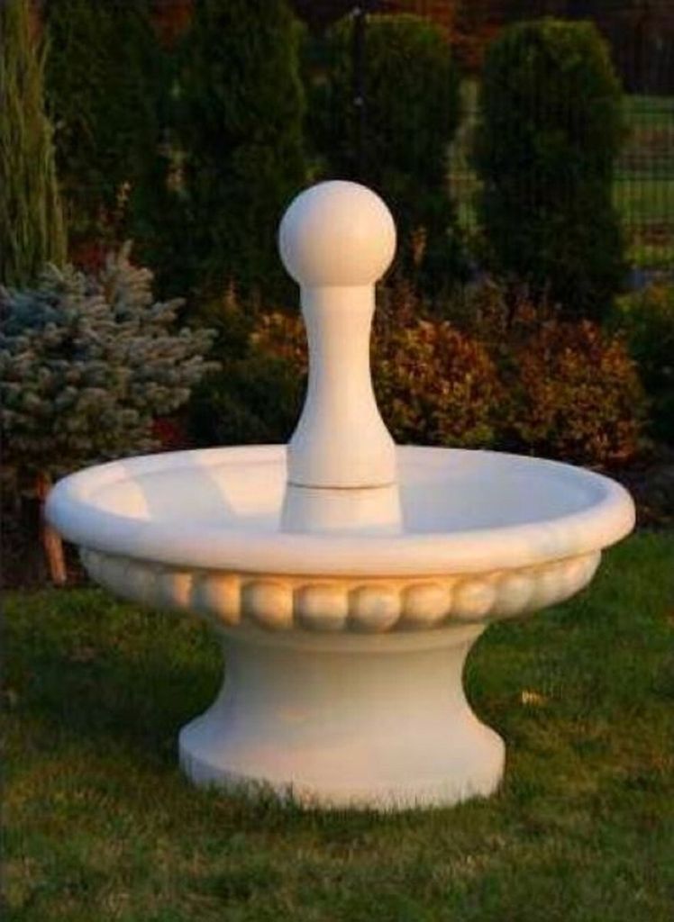 Casa Padrino Barock Springbrunnen Sandfarben Ø 120 x H. 129 cm - Prunkvoller Gartenbrunnen im Barockstil - Runder Gartendeko Stein Brunnen - Baroc...