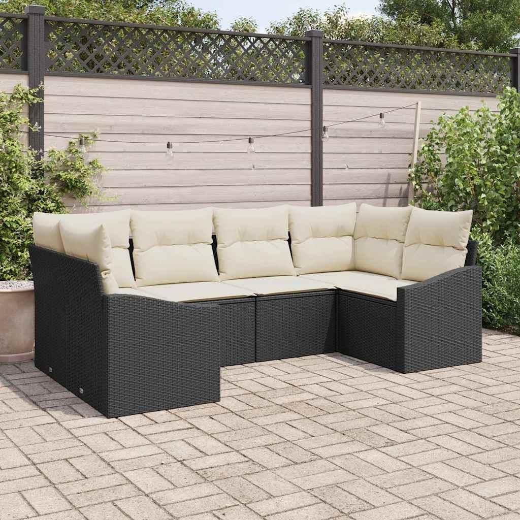 Maison Exclusive - Sofa Set mit Kissen 6 pcs Schwarz Poly Rattan