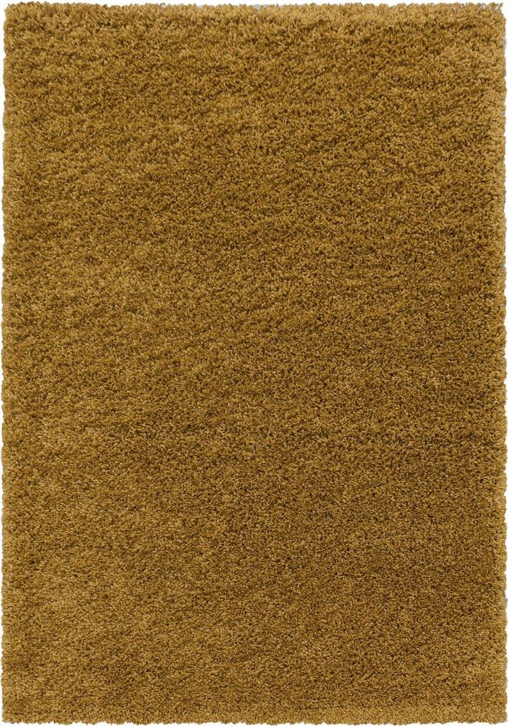 Hochflor Teppich Sima rechteckig, Farbe: Goldfarbe, Größe:200x290 cm