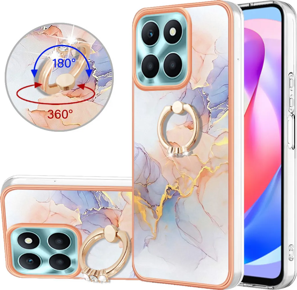 Custodia per Honor X6a Grigio con Anello - Ideale per Uso Quotidiano
