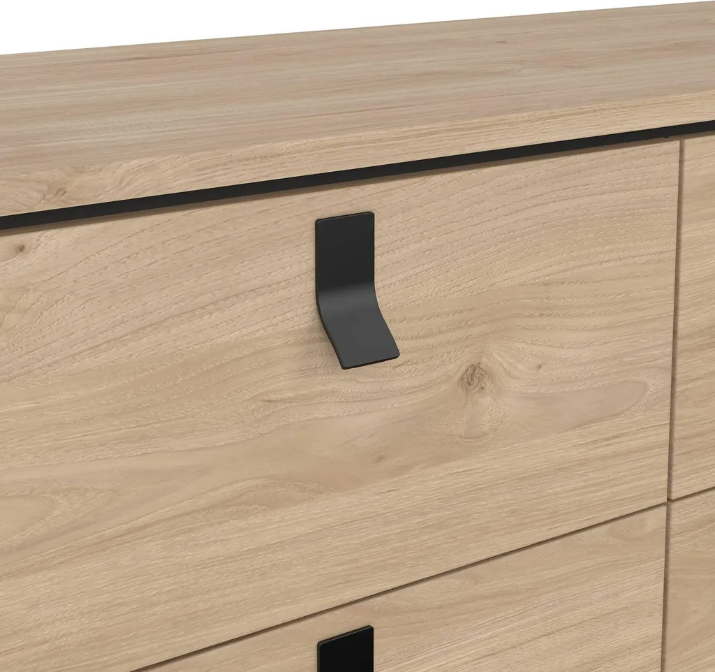 Buffet Maka 102cm : Solution de Rangement Chêne Brun pour Petit Espace - 4