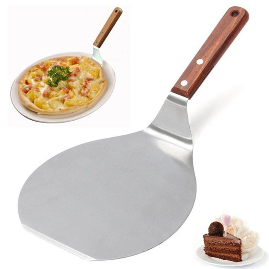 13 Zoll runder Holzgriff Edelstahl Kuchen Pizza Schaufel Küchen Backwerkzeug