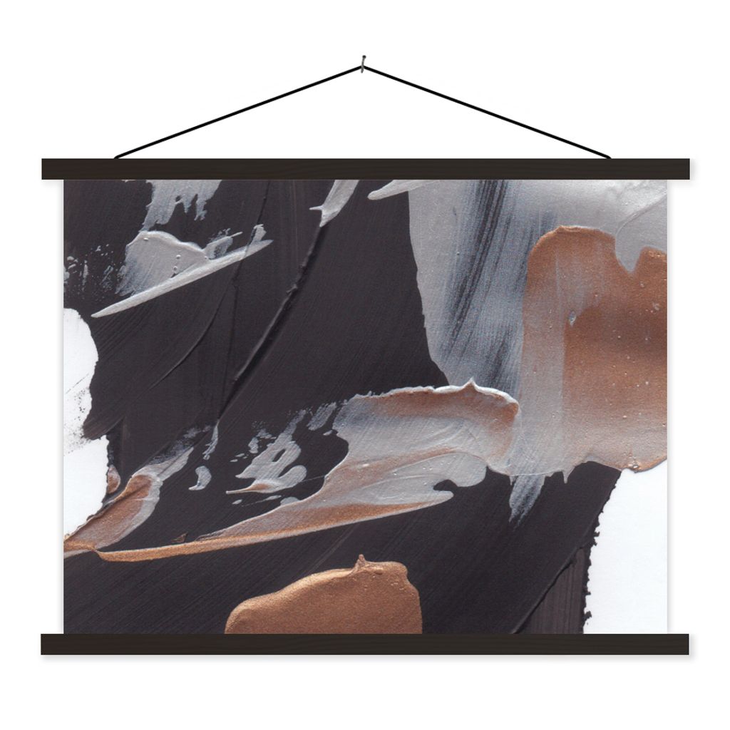 MuchoWow Textilposter Abstrakt - Farbe - Gold 60x45 cm mit schwarzem Rahmen - Poster Schlafzimmer