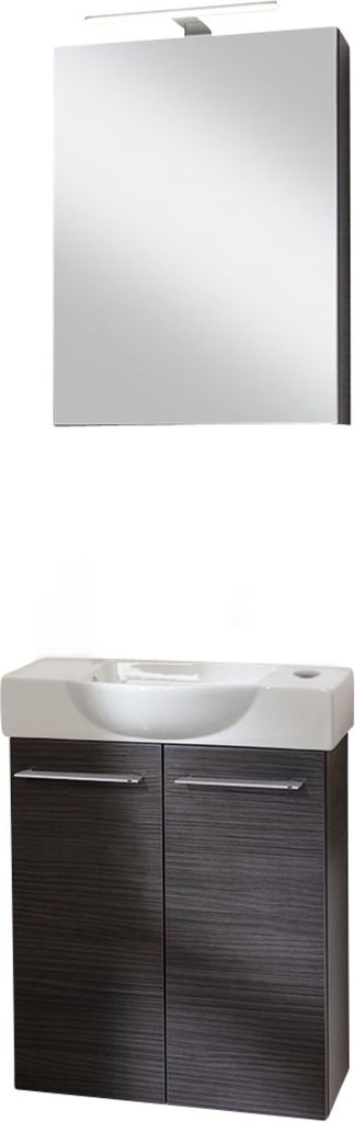 FACKELMANN SBC B.PERFEKT Gäste WC Waschtisch Set mit Spiegelschrank 55 cm breit, Anthrazit, Türanschlag rechts Eleganz und Funktionalität für ...