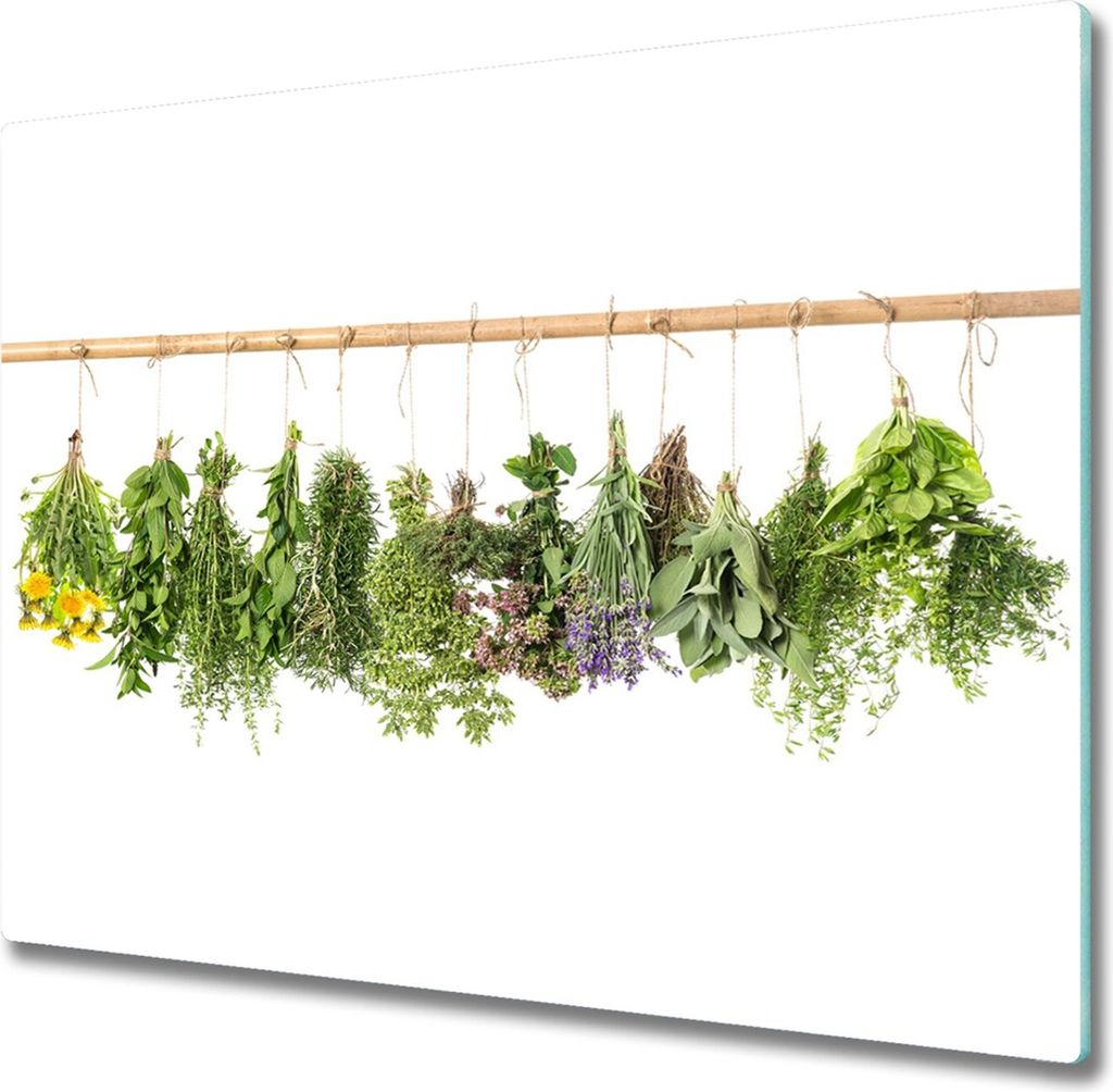Glas Herdabdeckplatte 60x52 cm Spritzschutz Glasabdeckplatte Schneidebrett Kräuter Schnur