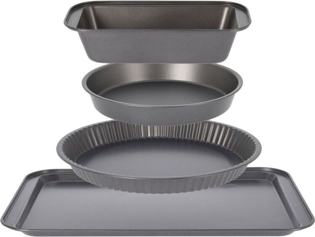 Set mit 4 Gebäcktabletts Excellent Houseware, Kohlenstoffstahl, 41 x 28 cm, schwarz