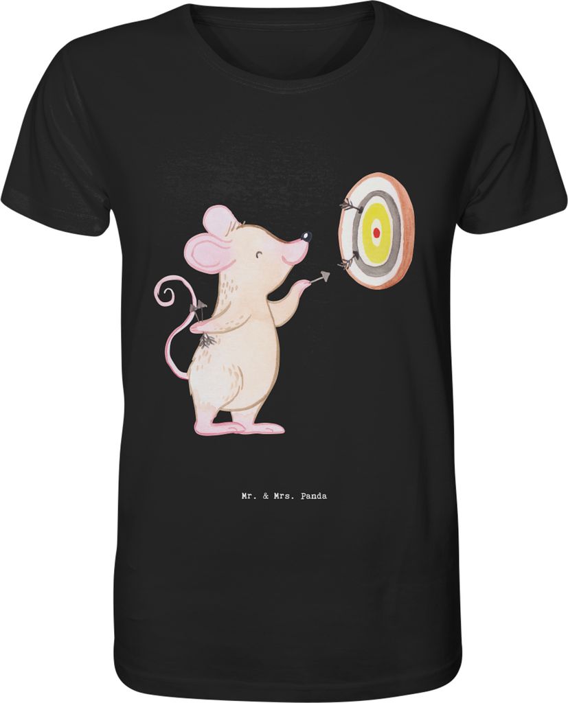 Mr. & Mrs. Panda Tshirt Maus Dart spielen Größe L - Schwarz - Geschenk, T-Shirt, Herren, Darten, Printshirt, Darts, Shirt, Turnier