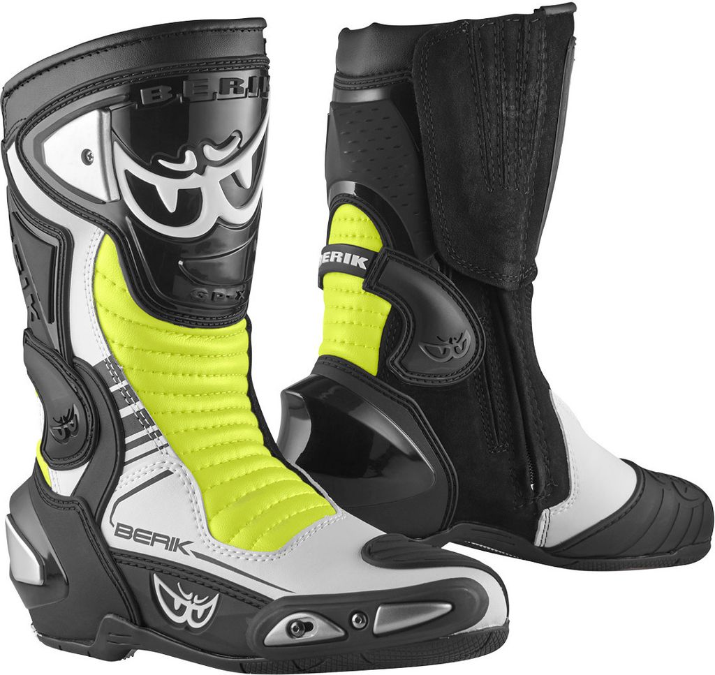Berik Race-X EVO Motorradstiefel, schwarz/weiß/gelb, 48