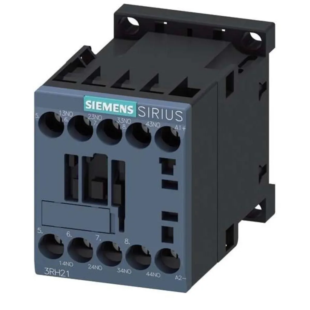 Relais de commande Siemens 3RH21 4 contacts NO 24V DC pour rail DIN S00