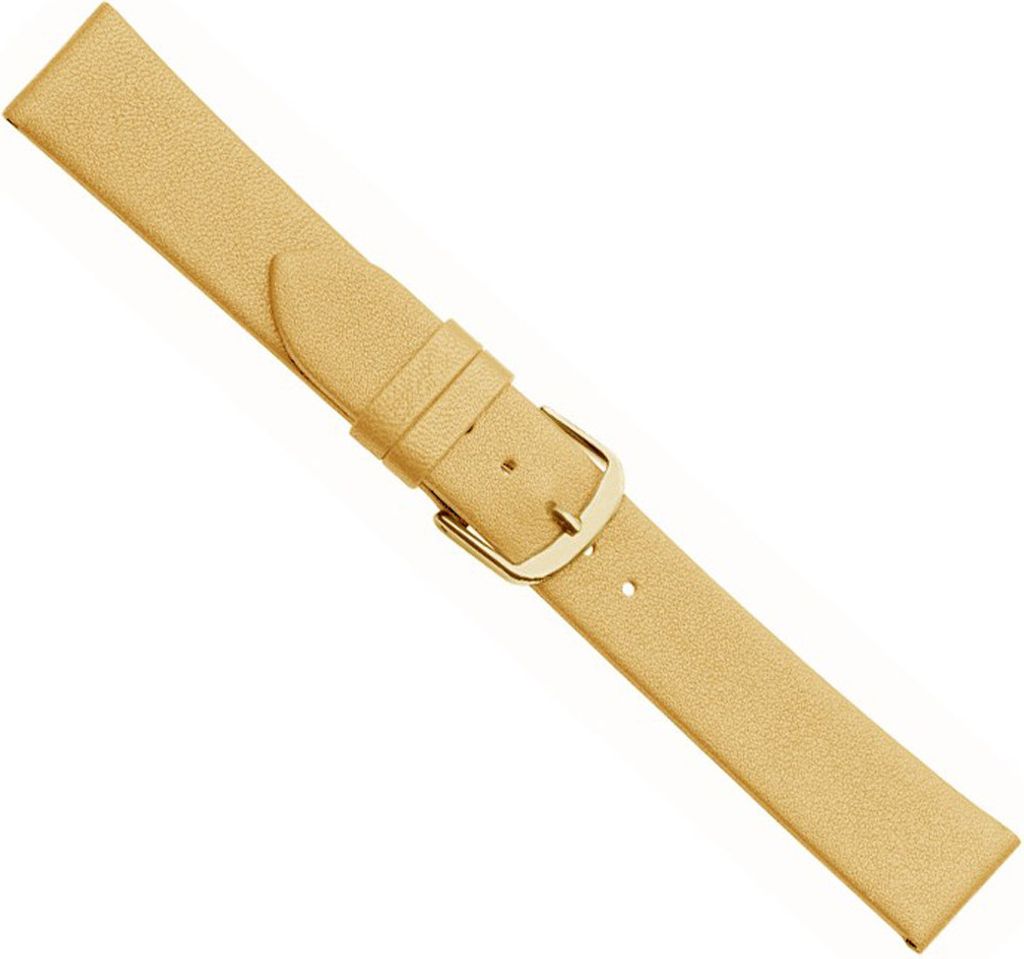 Design I Ersatzband Uhrenarmband Kalbsleder Beige/Gold 20495G, Stegbreite:12mm