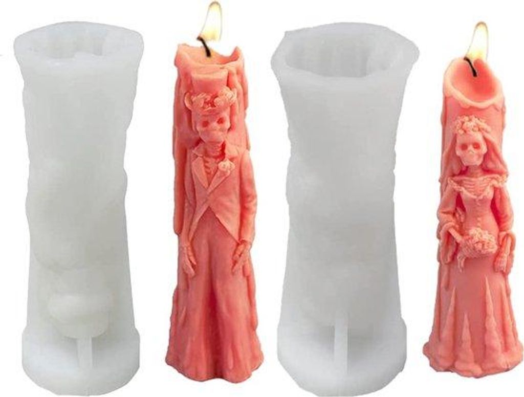 Lebensmittelechte Silikon Gießformen für Wachs, Spukbraut & Bräutigam, 12,5 cm Höhe