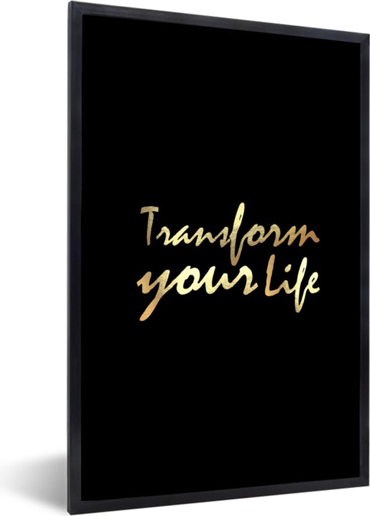 MuchoWow Gerahmtes Poster Zitat - Leben - Gold - Schwarz 20x30 cm - Poster mit Schwarzem Bilderrahmen Wandposter Rahmen Foto Bilder - Drucken - B...