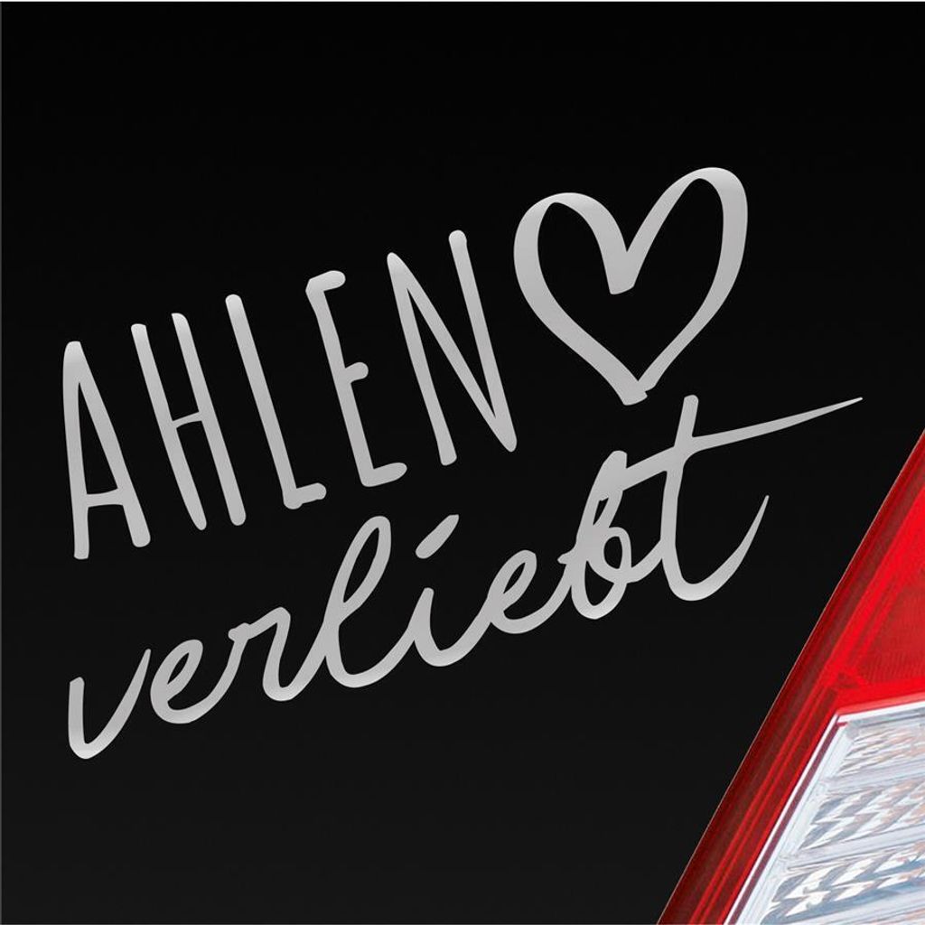 Auto Aufkleber Ahlen verliebt Herz Stadt Heimat Liebe Car 19x10 cm Silber Sticker Heckscheibenaufkleber