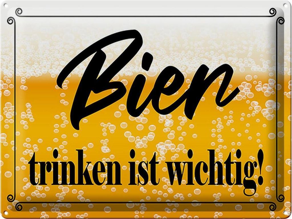 Holzschild Bier trinken ist wichtig, 40 x 30 cm, Holzschilder Spruch Alkohol