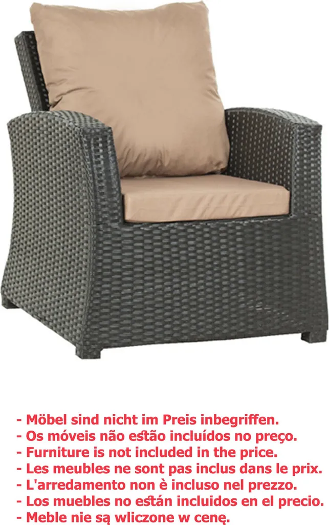 Set 4 Cuscini Ricambio Poltrona Rattan 56x52x7 - Alta Densità Beige - 8