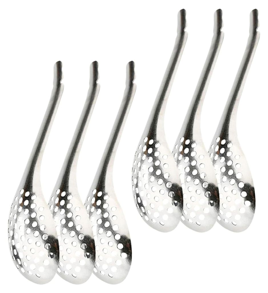 6 Kaviarlöffel aus Edelstahl mit Schlitzlöffeln, ergonomisch, klein, Küchenutensilien für Kaviar und Sphärifizierung