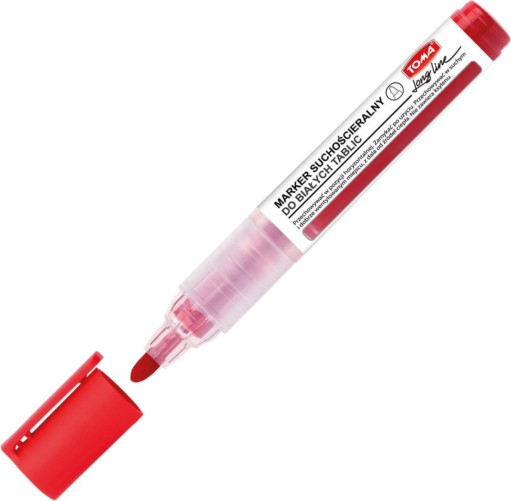 Toma Long Line Dry Erase Marker 1000 m, rund, rot, TO-26522