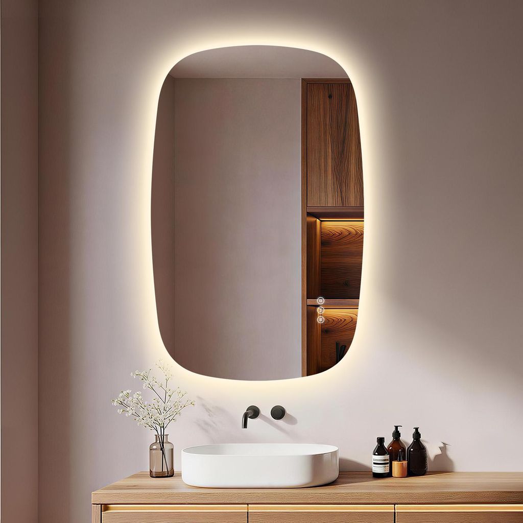 S'AFIELINA 95×60 cm Wandspiegel LED – Badspiegel mit Produktbild 