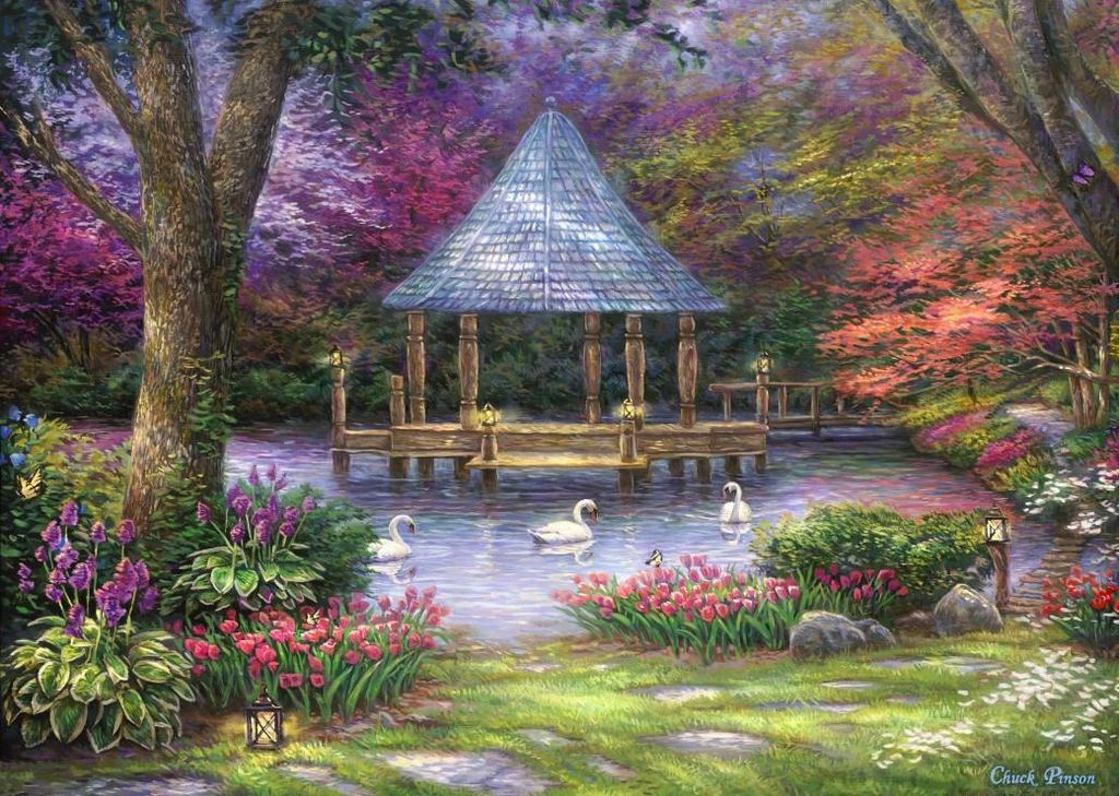 Grafika Puzzle Swan Pond 500 Teile Chuck Pinson Puzzle
