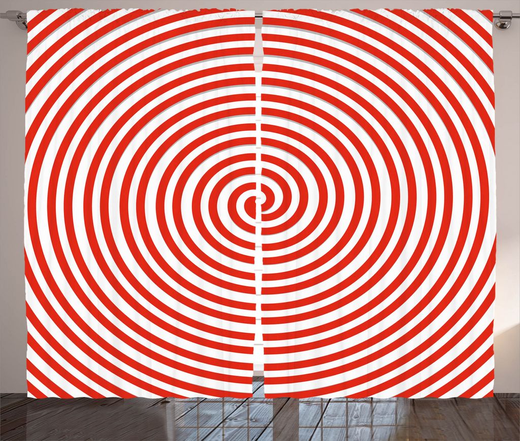 ABAKUHAUS rot Rustikaler Vorhang, Spiral Konzentratleitung, Wohnzimmer Universalband Gardinen mit Schlaufen und Haken, 280 x 175 cm, Weiß Rot