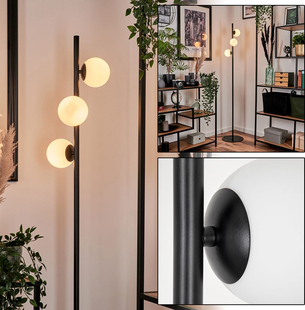 Garaguso Stehlampe aus Metall/Glas in Schwarz/Weiß