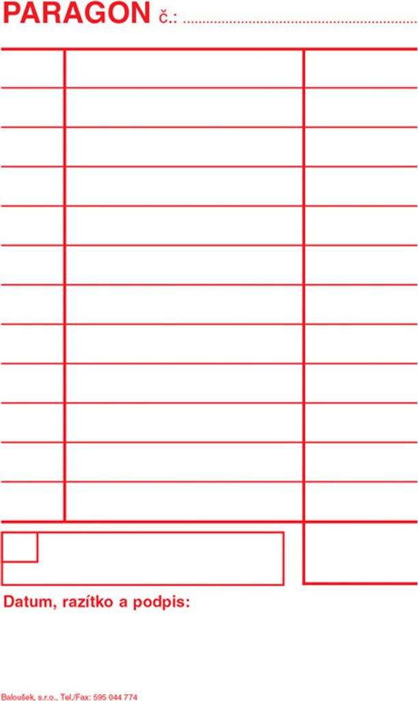 Tiskopis Paragon Baloušek, 80x150 cm, samopropisovací, 50 listů