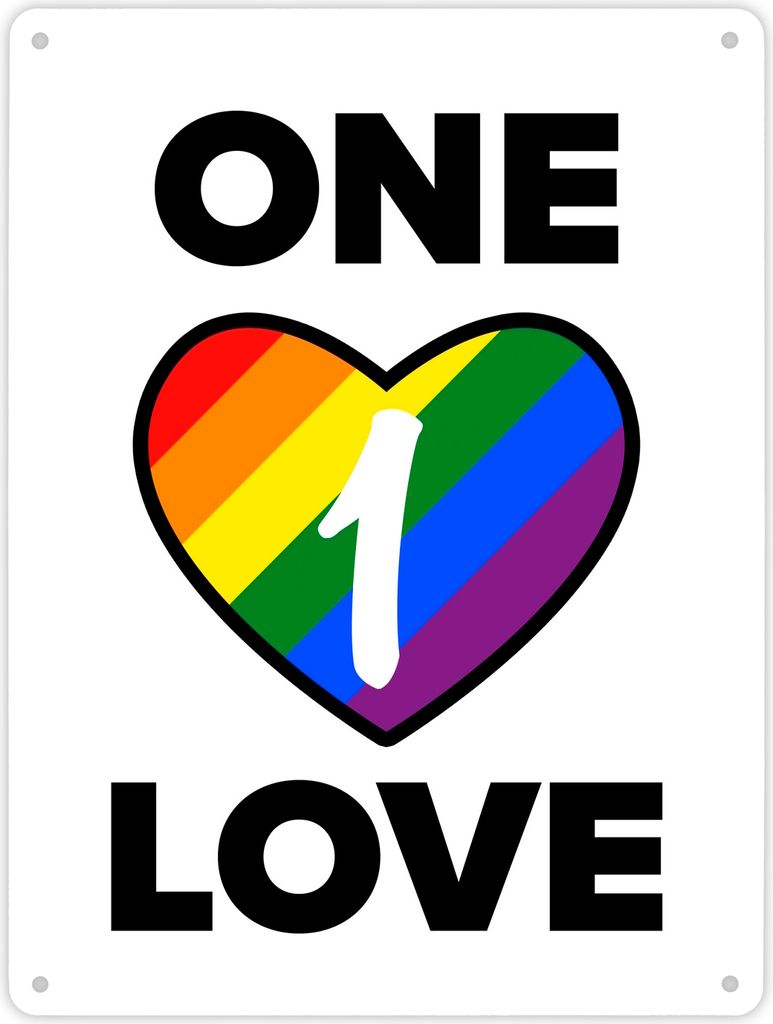 One Love Regenbogen Metallschild XL in 21x28 cm