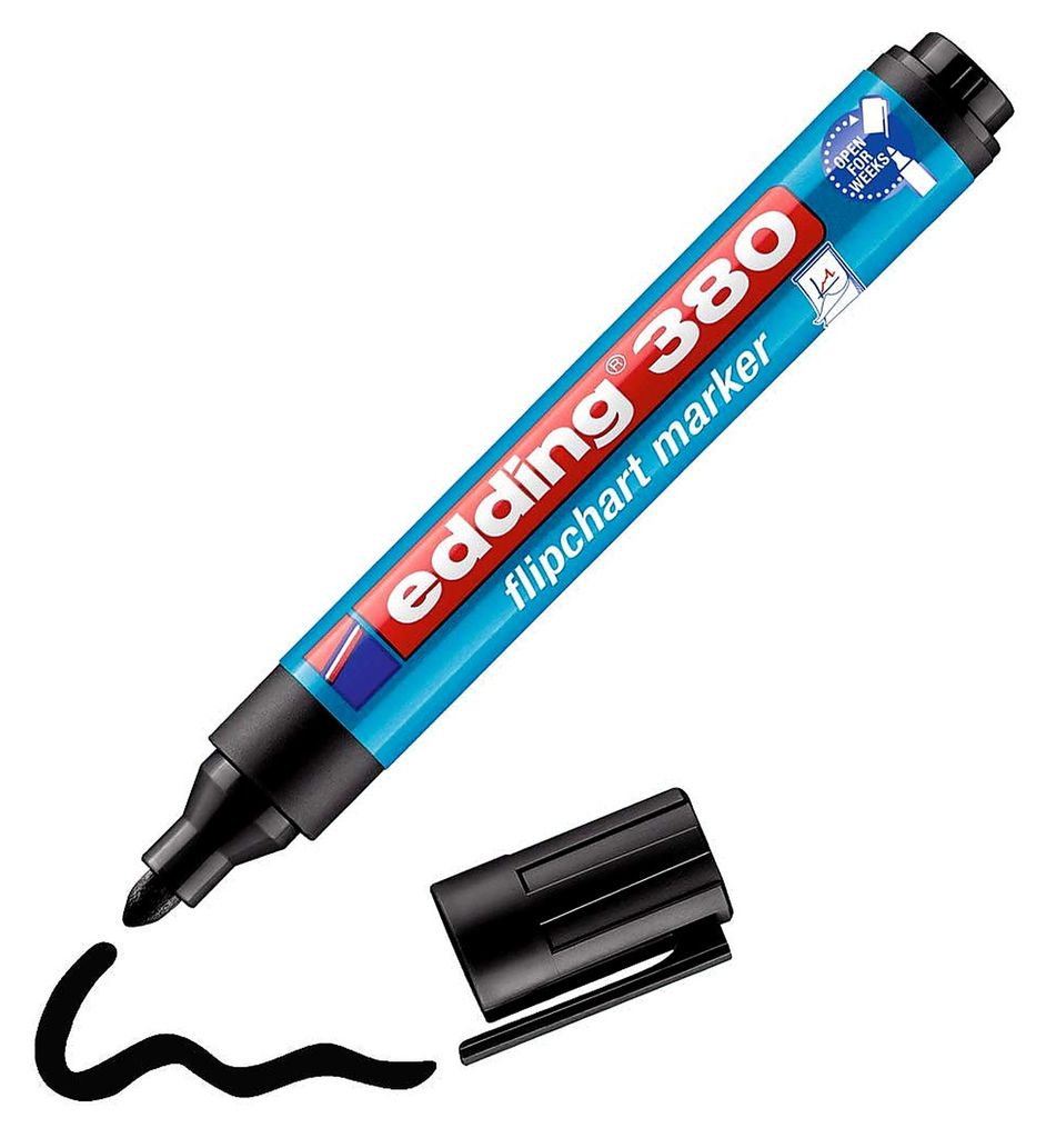 Edding 380 Flipchart-Marker, Rundspitze 1,5–3mm, farbintensiv, trocknet nicht aus