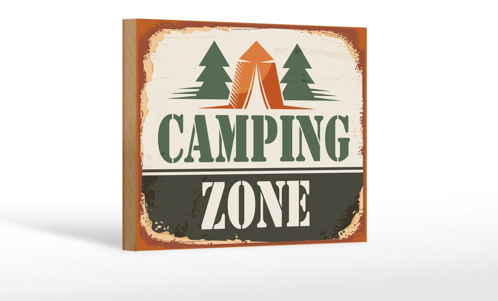 Holzschild Camping 18x12cm Camping Zone