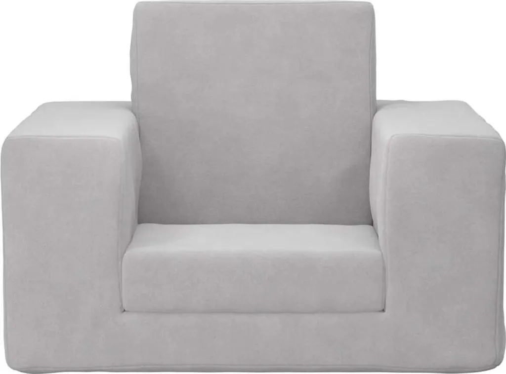 Petit canapé enfant gris clair déhoussable en peluche ultra moelleuse - 2
