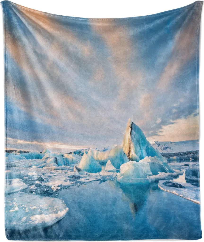 Coperta Design Islanda ABAKUHAUS 175x230 cm Jokulsarlon Iceberg Blue