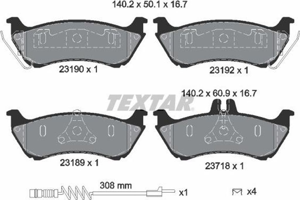 TEXTAR Bremsbeläge Satz Hinten passend für MERCEDES-BENZ M-Klasse (W163) 2319002
