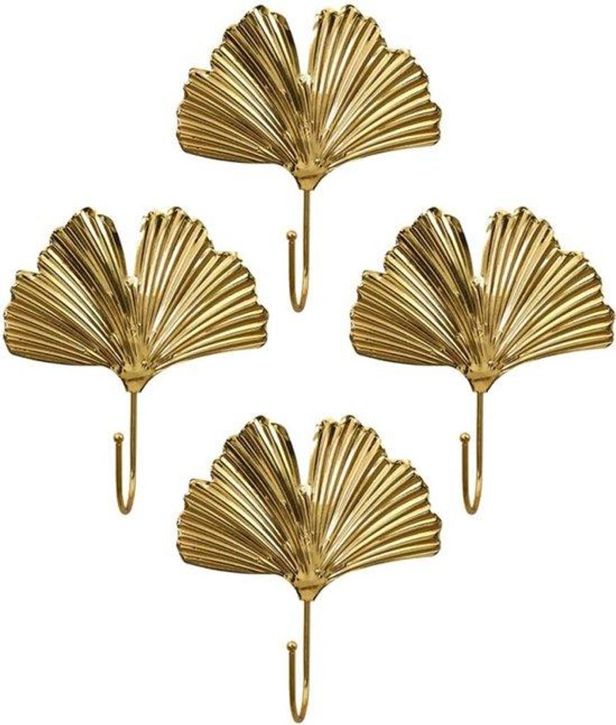 Goldschmiedehaken Mit Blattform Von Ginkgo, 4 Stücke – Nordische Dekorative Haken Für Wohnzimmer, Schlafzimmer, Stahlhaken, Vielseitig Für Sch...