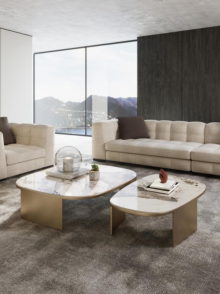 Couchtisch Tisch Leder Stein Sofa Beistell Luxus Tische Grau Wohnzimmer xxl neu