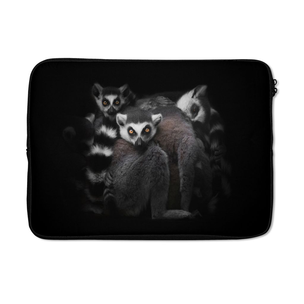 MuchoWow Laptop Hülle 14 ZollTiere - Lemur - Schwarz - Weiß - Porträt Laptoptasche - Laptoptasche - Stoßsicher - Schutzhaube