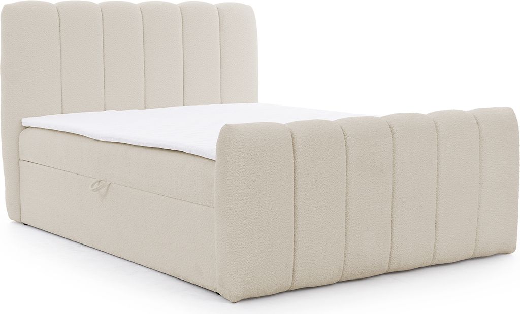 MEBLINI Boxspringbett mit Bettkasten - Gepolstert Doppelbett mit Matratze und Topper - Polsterbett mit Stauraum - Bett mit Kopfteil - Stauraumbett ...