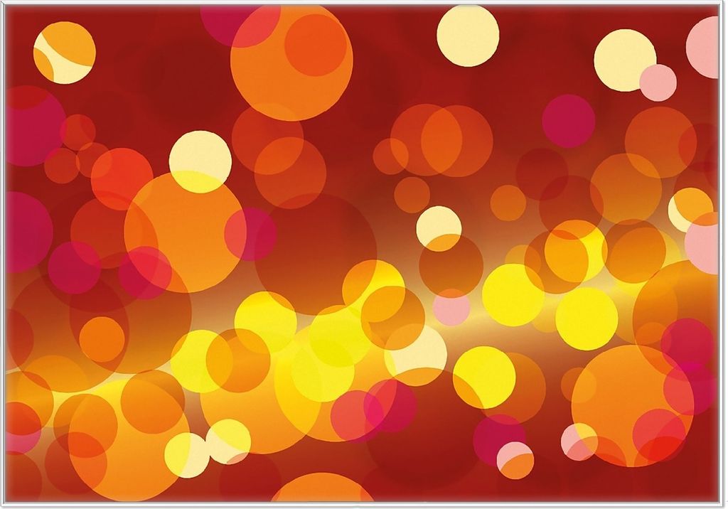 Wallario Wandbild Rote gelbe und orange Kreise - harmonisches Muster, Größe: 70,30 x 100,30 cm, Poster mit weißem Kunststoffrahmen