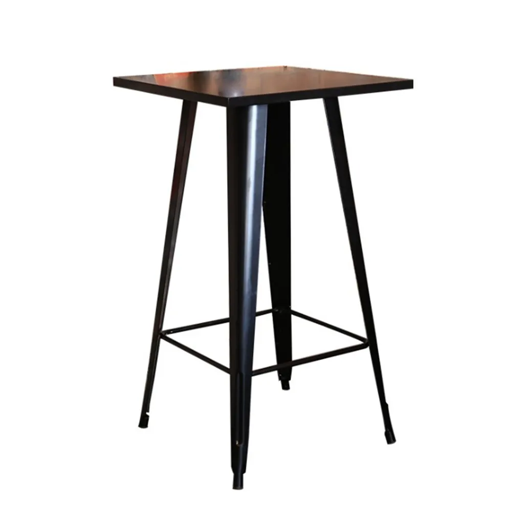 Table Haute de Bar Noire 110 cm en Métal Industriel Format Carré 60cm - 6