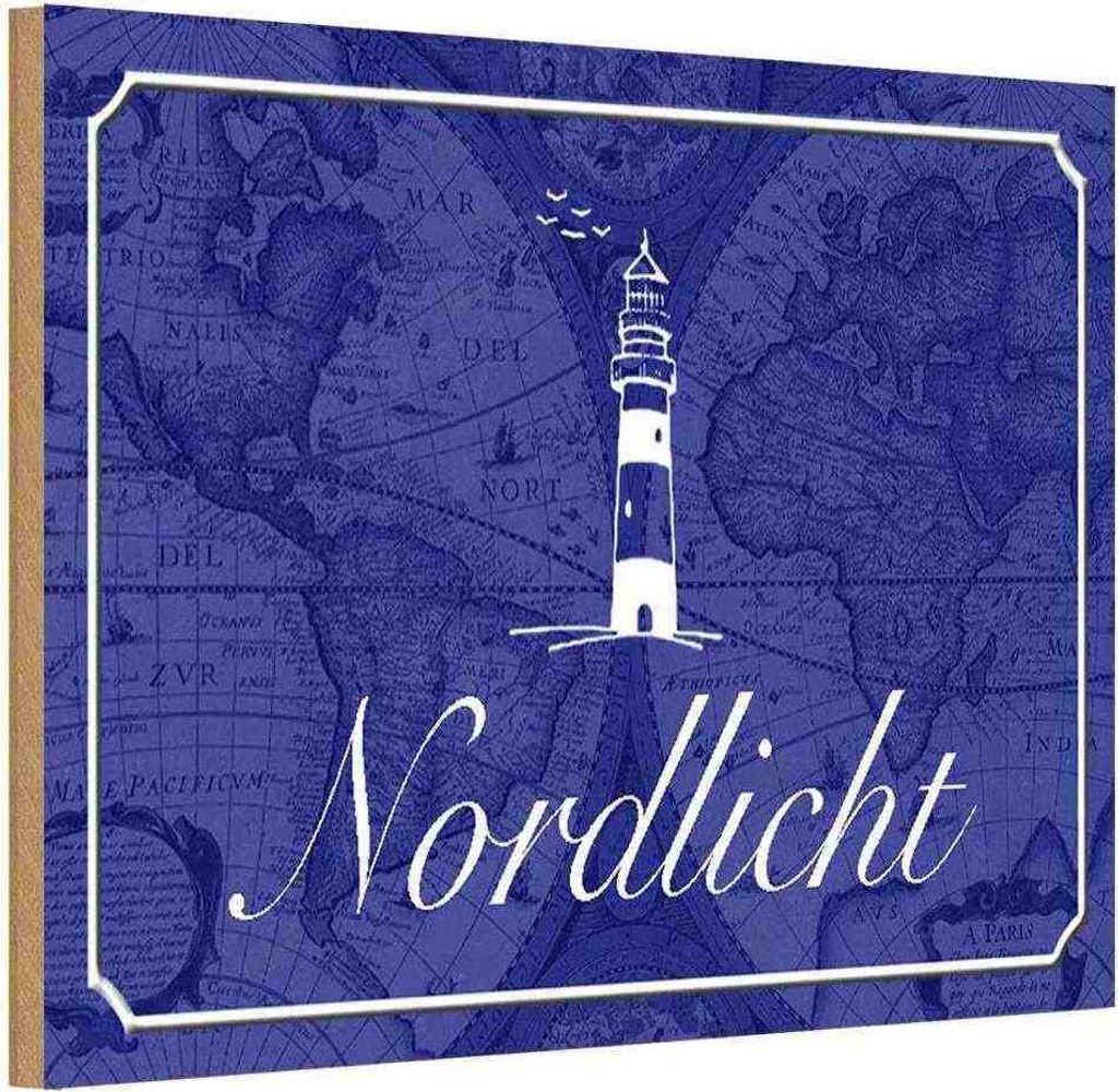 vianmo Holzschild 12x18 cm Nordlicht Meer Leuchtturm Europa Produktbild 