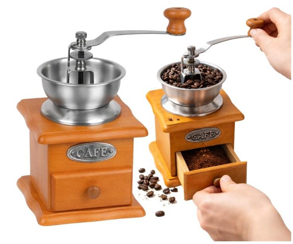 Manuelle Kaffeemühle Gewürzmühle Holz Robust Traditionell Stark