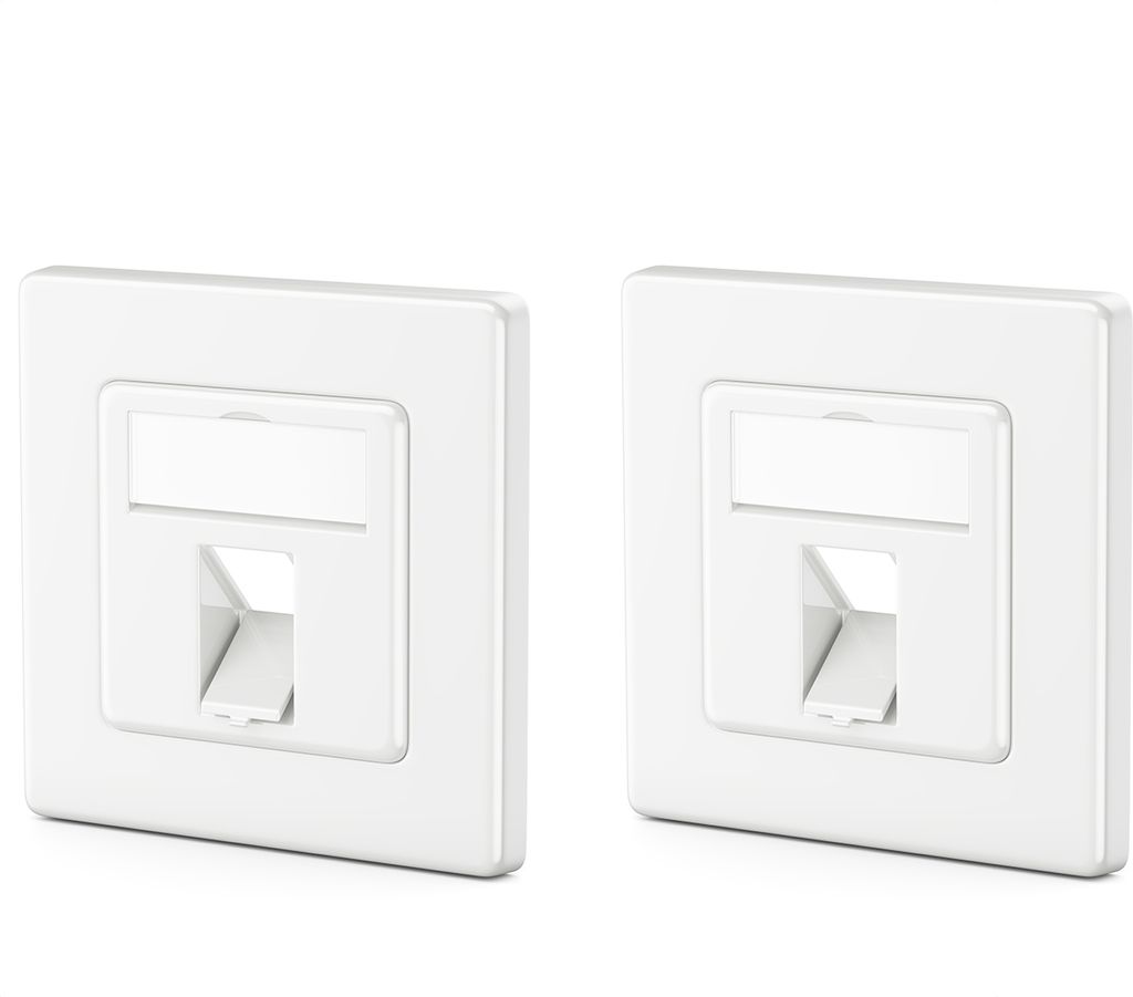 deleyCON 2x 1 Port LAN Anschlussdose Datendose Unterputzdose für Keystone Module 45° Gewinkelter Auslass für Keystone Module mit z.B. RJ45 Koaxi...