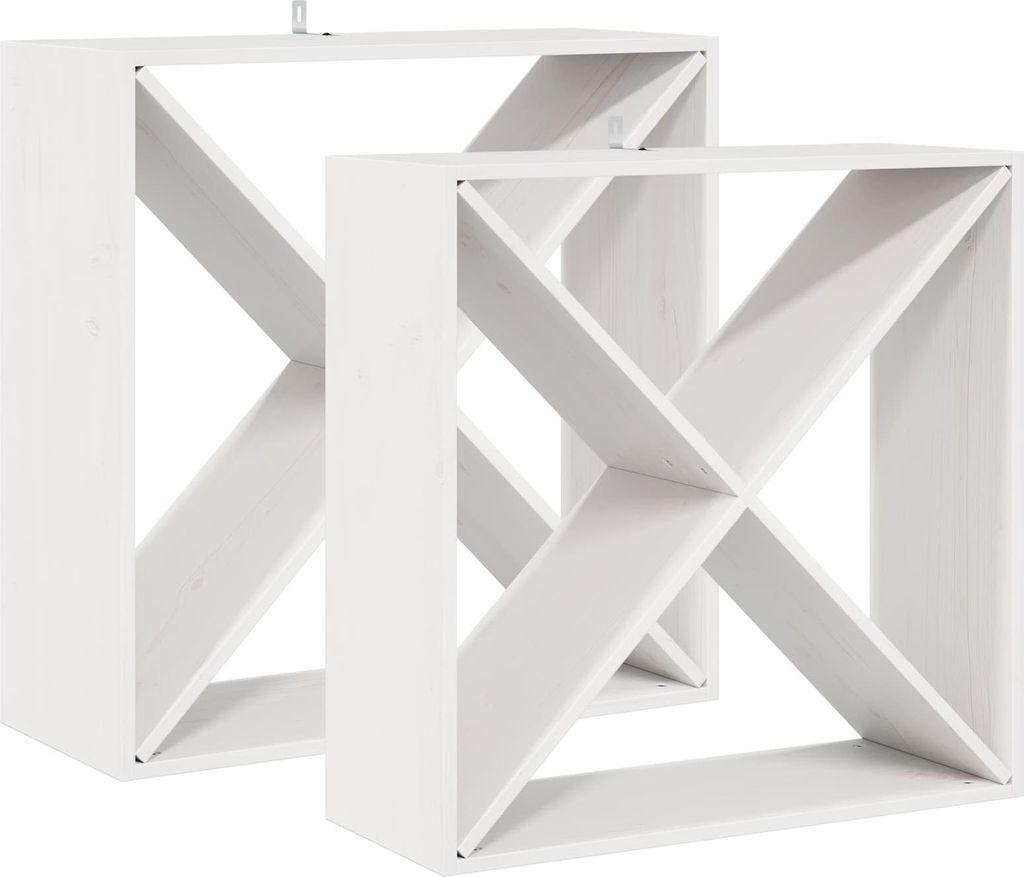 Weinregal 2 pcs Weiß 62 x 25 x 62 cm Massives Kiefernholz