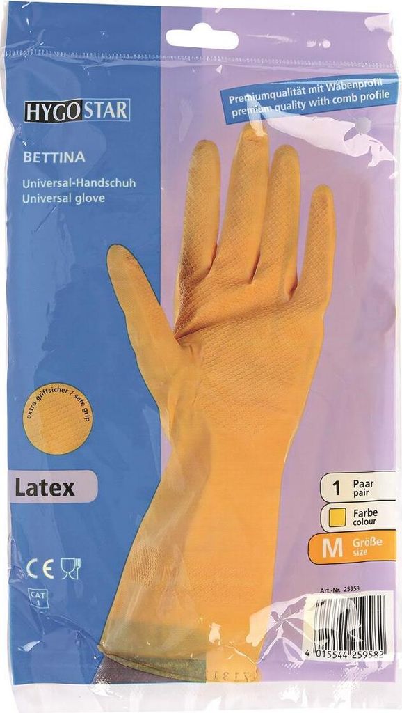 Hygostar 25958 Haushaltshandschuhe Bettina gelb Gr. 8/M Zdjęcie produktu 