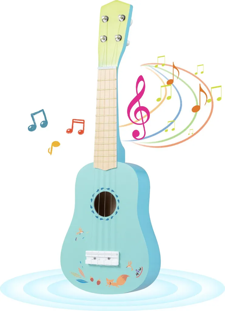 Ukulélé soprano pour enfant débutant avec 4 cordes nylon bleu ciel