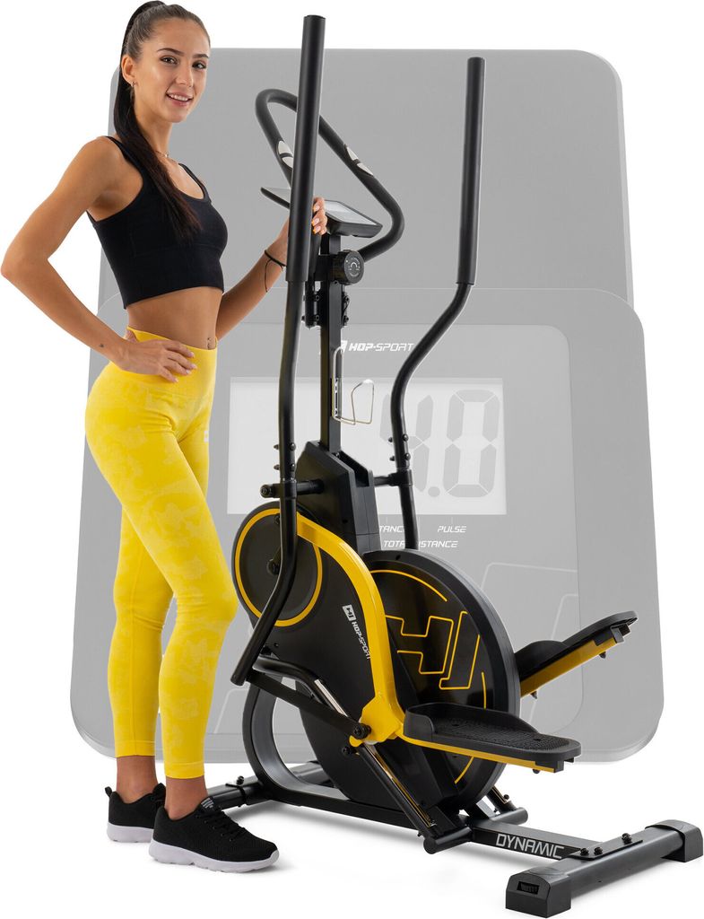 Hop-Sport Cross Stepper für zuhause HS-450B Dynamic Schwarz - 2-in-1 Crosstrainer und Stepper mit Trainingscomputer - innovatives Trainingsgerät