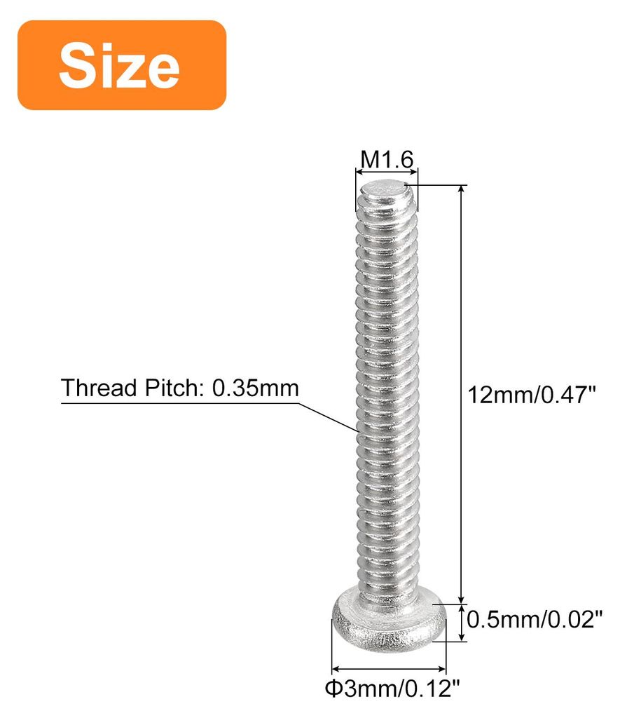 M1.6-0.35 x 12mm Phillips Flachkopfschrauben 100 Stš¹ck Flache Rundkopfschrauben 304 Edelstahl Kreuzschlitz Antrieb Maschinenschrauben Hardware V...
